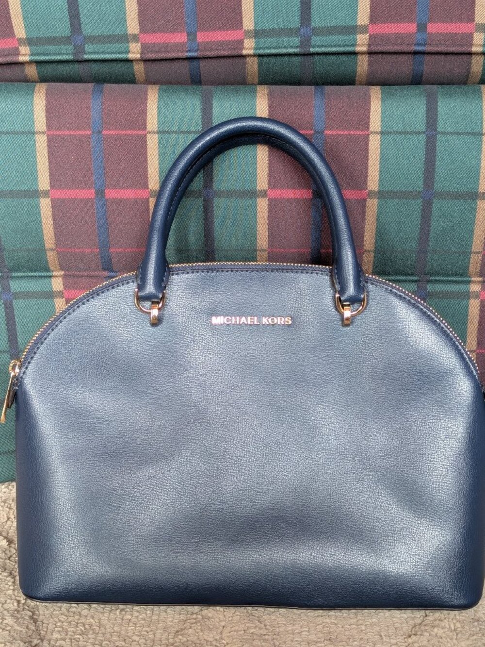 Michael Kors Navy Leather Emmy Shoulder Bag